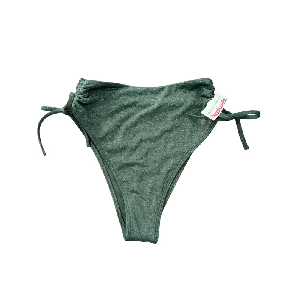 Abercrombie & Fitch Green Shimmer High Leg Side Tie Bikini Bottom XS NWT